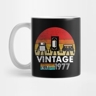 Vintage 1977 Floppy Disk VHS Cassette Tape 80s 90s birthday Mug